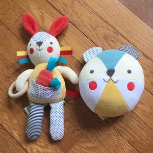 EUC Petit Collage Organic Cotton Activity Bunny and Chime Ball